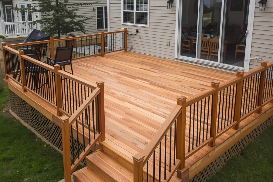 Professional deck installation process and structural framing by local Waukesha contractors