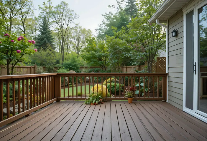Step-by-step deck replacement process from demolition and structural repair to final composite decking installation.