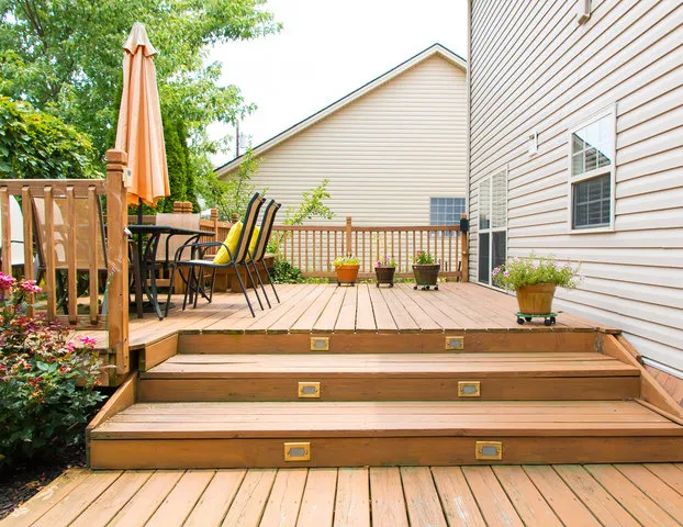 Beautiful pressure-treated and cedar wood deck construction tailored for Wisconsin weather